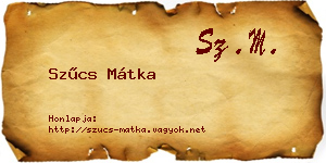 Szűcs Mátka névjegykártya
